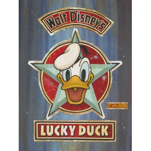Trevor Carlton-Luck Duck  Lot 2 Giclee On Hand-Painted Mixed Media Canvas