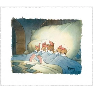Toby Bluth-Sweet Dreams Bunnies Hand Deckled Giclée On Paper
