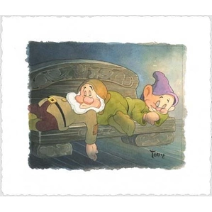 Toby Bluth-Sweet Dreams Dwarfs Hand Deckled Giclée On Paper