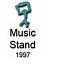 The 1997 mark is a music stand. The stand represents Mickey Mouse's first color cartoon The Band Concert (1935). The cartoon is renowned for its superb character animation of band leader Mickey and mischievous peanut vendor Donald Duck. 