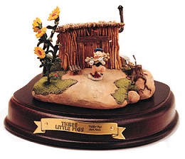 Three Little Pigs Fiddler Pig Stick House by WDCC Disney Classics Image is watermarked for copyright protection and is not present on the actual art work.