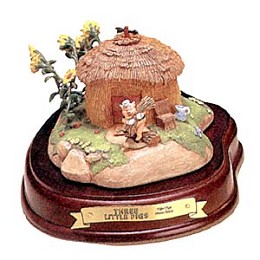 Three Little Pigs Fifer Pig Straw House by WDCC Disney Classics Image is watermarked for copyright protection and is not present on the actual art work.