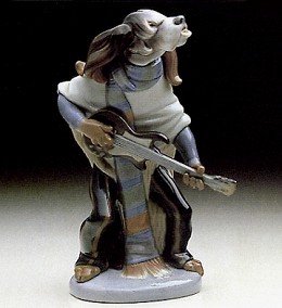 Dog Playing Guitar 1971-78 by Lladro Image is watermarked for copyright protection and is not present on the actual art work.