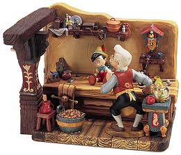 Pinocchio Geppettos Workshop The Finishing Touch by WDCC Disney Classics Image is watermarked for copyright protection and is not present on the actual art work.