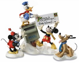 Mickey, Donald, Minnie And  Pluto Merry Messengers by WDCC Disney Classics Image is watermarked for copyright protection and is not present on the actual art work.