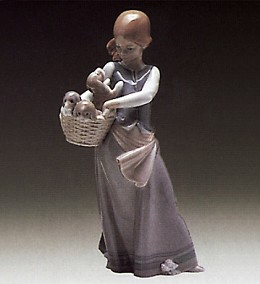 Little Dogs On Hip  1974-96 by Lladro Image is watermarked for copyright protection and is not present on the actual art work.