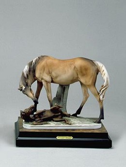 Mare And Foal by Giuseppe Armani Image is watermarked for copyright protection and is not present on the actual art work.