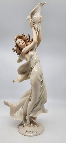 Girl With Calla Lily Candleholder-Left by Giuseppe Armani Image is watermarked for copyright protection and is not present on the actual art work.
