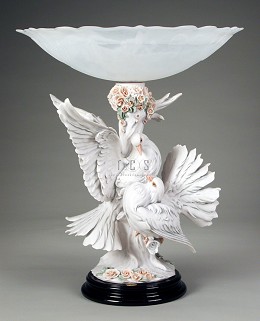 The Doves With Flowers Centerpiece by Giuseppe Armani Image is watermarked for copyright protection and is not present on the actual art work.
