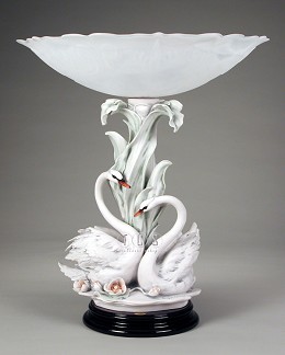 The Swans With Flowers Centerpiece by Giuseppe Armani Image is watermarked for copyright protection and is not present on the actual art work.