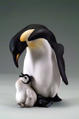 Penguin And Baby by Giuseppe Armani Image is watermarked for copyright protection and is not present on the actual art work.
