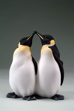 Penguin Couple by Giuseppe Armani Image is watermarked for copyright protection and is not present on the actual art work.