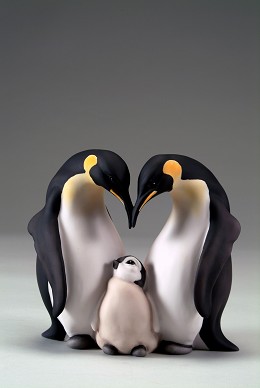 Penguin Family by Giuseppe Armani Image is watermarked for copyright protection and is not present on the actual art work.