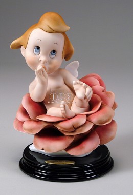 Cherub With Rose by Giuseppe Armani Image is watermarked for copyright protection and is not present on the actual art work.