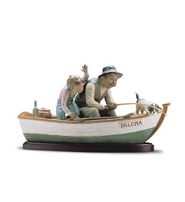 Fishing With Gramps 1996-2001 by Lladro Image is watermarked for copyright protection and is not present on the actual art work.