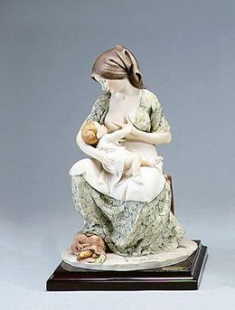 Mother Breast Feeding by Giuseppe Armani Image is watermarked for copyright protection and is not present on the actual art work.
