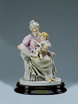 Grandmother With Boy by Giuseppe Armani Image is watermarked for copyright protection and is not present on the actual art work.