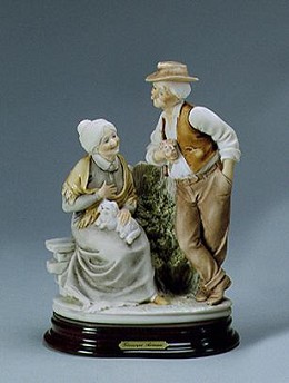 Old Couple Talking by Giuseppe Armani Image is watermarked for copyright protection and is not present on the actual art work.