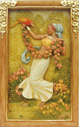 Rose Beauty Relief Wall Panel by Ebony Visions Image is watermarked for copyright protection and is not present on the actual art work.