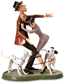 One Hundred and One Dalmatians Roger And Anita And Pongo And Perdita Tangled Up Romance by WDCC Disney Classics Image is watermarked for copyright protection and is not present on the actual art work.