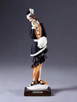 Lady With Muff by Giuseppe Armani Image is watermarked for copyright protection and is not present on the actual art work.