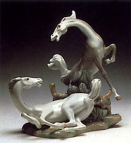 Playful Horses 1969-89 by Lladro Image is watermarked for copyright protection and is not present on the actual art work.