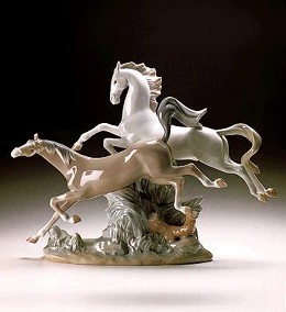 Horses Galloping 1969-2000 by Lladro Image is watermarked for copyright protection and is not present on the actual art work.