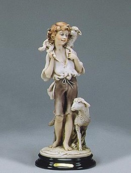 Boy With Sheep by Giuseppe Armani Image is watermarked for copyright protection and is not present on the actual art work.