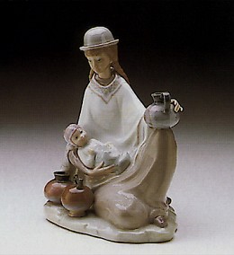 Peruvian Girl With Baby 1972-81 by Lladro Image is watermarked for copyright protection and is not present on the actual art work.