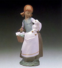 Girl With Lamb 1972-91 by Lladro Image is watermarked for copyright protection and is not present on the actual art work.