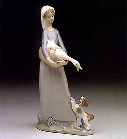 Girl With Goose And Dog 1974-93 by Lladro Image is watermarked for copyright protection and is not present on the actual art work.
