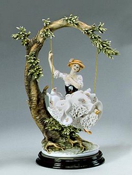 Young Lady On Swing by Giuseppe Armani Image is watermarked for copyright protection and is not present on the actual art work.