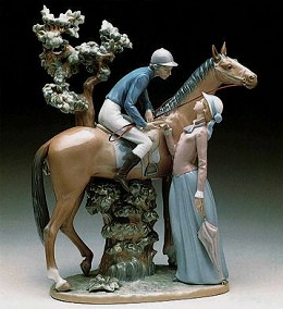 Jockey With Lass 1979-00 by Lladro Image is watermarked for copyright protection and is not present on the actual art work.