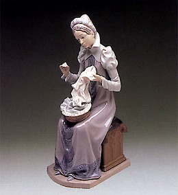 Medieval Lady Embroiderer 1982-89 by Lladro Image is watermarked for copyright protection and is not present on the actual art work.