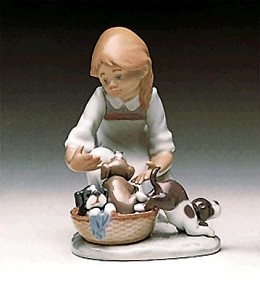 Joy In A Basket 1989-97 by Lladro Image is watermarked for copyright protection and is not present on the actual art work.