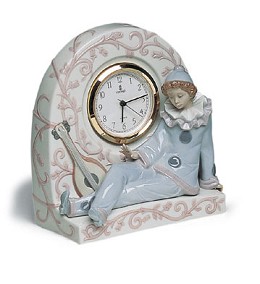 Pierrot Clock by Lladro Image is watermarked for copyright protection and is not present on the actual art work.