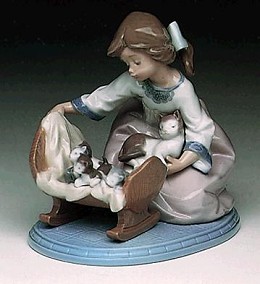 A Cradle Of Kittens 1991-97 by Lladro Image is watermarked for copyright protection and is not present on the actual art work.