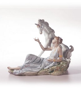 The Goddess And The Unicorn by Lladro Image is watermarked for copyright protection and is not present on the actual art work.