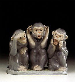 Monkey Business 1993 Only by Lladro Image is watermarked for copyright protection and is not present on the actual art work.