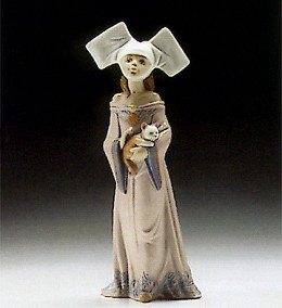Medieval Maiden With Cat 1994-96 *** by Lladro Image is watermarked for copyright protection and is not present on the actual art work.