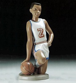 Basketball Player 1994-97 by Lladro Image is watermarked for copyright protection and is not present on the actual art work.