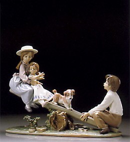 Seesaw Friends 1995-00 by Lladro Image is watermarked for copyright protection and is not present on the actual art work.
