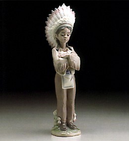 American Indian Boy 1995-99 by Lladro Image is watermarked for copyright protection and is not present on the actual art work.