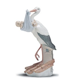Special Gift Stork (boy) 1995-01 by Lladro Image is watermarked for copyright protection and is not present on the actual art work.