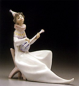 Young Jester With Mandolin 1995-97 by Lladro Image is watermarked for copyright protection and is not present on the actual art work.