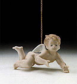 Playing Cherub 1995-97 by Lladro Image is watermarked for copyright protection and is not present on the actual art work.
