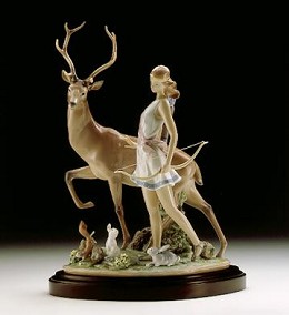 Diana, Goddess Of The Hunt 1996-2000 by Lladro Image is watermarked for copyright protection and is not present on the actual art work.