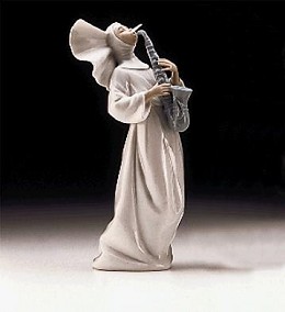 Sister With Saxaphone Usa 1997-99 by Lladro Image is watermarked for copyright protection and is not present on the actual art work.