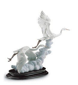 Cranes In Flight 1997-01 by Lladro Image is watermarked for copyright protection and is not present on the actual art work.