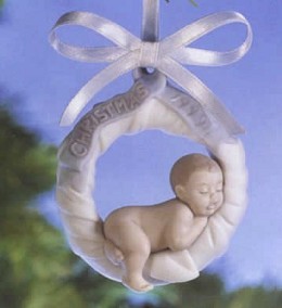Baby's First Christmas 99(blue) Ornament by Lladro Image is watermarked for copyright protection and is not present on the actual art work.